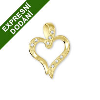 Zlatý přívěsek ve tvaru srdce s osmi kamínky