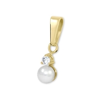 Zlatý přívěsek s perlou a kamínkem